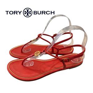 Tory Burch Emmy T-Strap Flat Sandals in Bright Samba 7